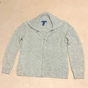 Karen Scott Gray Zippered Cardigan Sweater